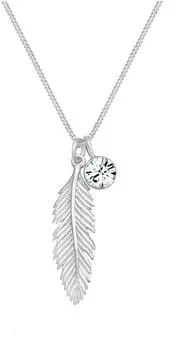 Elli Halskette Feder mit Kristallen, 925 Silber, 45cm (0104870413_45)