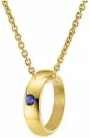 trendor 68062 Anh&auml;nger Taufring Gold 333 mit Saphir an goldplattierter Kette