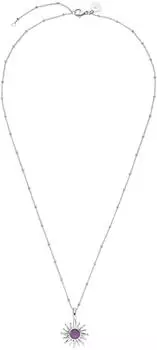 PURELEI Sun Amethyst Halskette, Edelstahl, silber, verstellbar 50-55cm