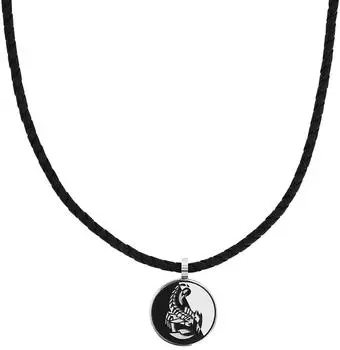 Amor Scorpions by Amor Kette mit Anh&auml;nger Skorpion-Motiv, Edelstahl/Leder, Unisex (2040510)
