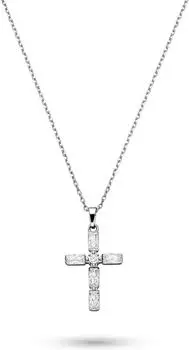 s.Oliver The Stone Cross Halskette Edelstahl mit Zirkonia, 50cm (6012020.91B0.50)