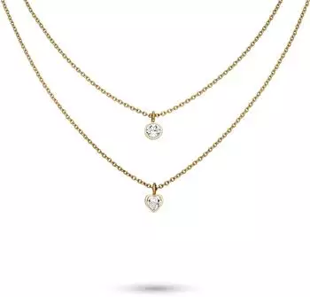 s.Oliver The Double Row Halsketten-Set Edelstahl, gelbgold, Glasstein (SOJ-0343-N-50)