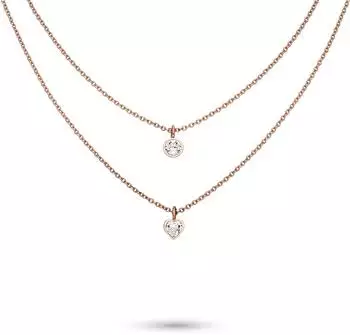 s.Oliver The Double Row Halsketten-Set Edelstahl, ros&eacute;gold, Glasstein (SOJ-0342-N-50)