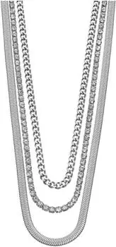 Lotus Iconic Layering Halskette Edelstahl, Glasstein, kristallweiß (LS2342-1/1)