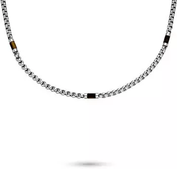 s.Oliver Herren-Edelstahlkette mit Tigerauge, 50cm (SOJ-0383-N-50)