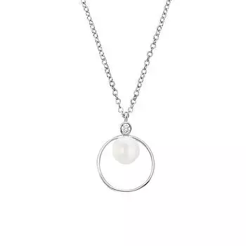 s.Oliver Collier Muschelperle Anhänger Sterling-Silber 925, 45cm (2034412)