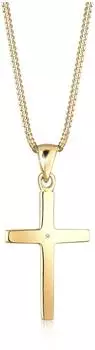 Elli Halskette Kreuz mit Diamant (0,005 ct) 925 Silber vergoldet (94047456-45)