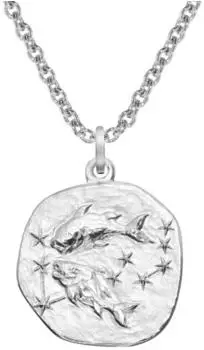 Trendor Sternzeichen Fische Anh&auml;nger mit Halskette, 925 Silber, &Oslash; 16mm (08441-03)