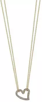 Lotus Essentials Layering Herz Halskette gelbgoldfarben, kristallwei&szlig;, Damen (LS2556-1/2)