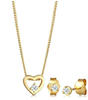 Elli DIAMONDS Schmuckset »Herz Liebe Solitär Diamant (0.09ct.) 585 Gelbgold«