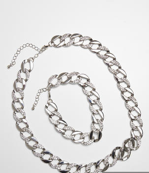 Urban Classics Basic Diamond Necklace And Bracelet Set (TB4052-00473-0050) silver