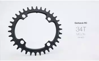 Garbaruk Kettenblatt Oval 104 mm Lochkreis 1-fach black 36 Zähne