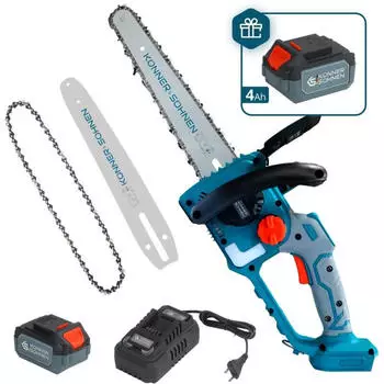 Könner & Söhnen KS MCS20V-12 Akku Kettensäge 20V 30cm Brushless 2 Ketten