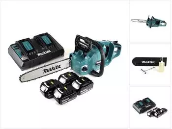 Makita DUC 355 PT4 Akku-Kettens&auml;ge 36V (2x18V) Brushless 35cm, 4x 5,0Ah + Doppelladeger&auml;t (DUC355PT4)