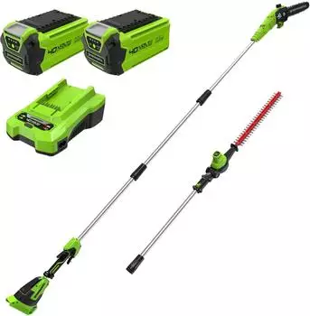 Greenworks GD40PSHK2x Akku-Hochentaster und Heckenschere 2-in-1, 40V, bürstenloser Motor (1303907UC)