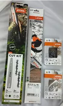 Stihl Schneidgarnituren Set Cut Kit 7 für Motorsäge, 2x Sägekette & 1x Kettensägen Schiene 35cm (STIHL_30050009905)