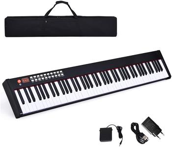 DREAMADE Digital Piano mit Bluetooth, elektronisches Klavier mit Tragetasche, 61 Tasten E-Klavier mit 128 Töne & Rhythmen, MIDI/USB-Schnittstelle Multifunktion für Anfänger & Kinder (Schwarz)