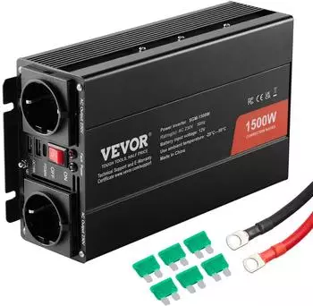VEVOR Wechselrichter Modifizierte Sinuswelle 1500W DC 12V AC 230V 2 AC 2 USB 1 Typ-C (SGM-1500W)