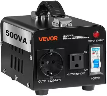 VEVOR Auf-/Abwärts-Spannungstransformator 500VA 110V/220V mit Schutzschalter
