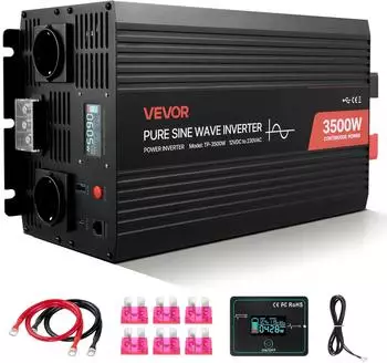 VEVOR Wechselrichter 3500W reiner Sinus 12V DC auf 230V AC (TP-3500W)
