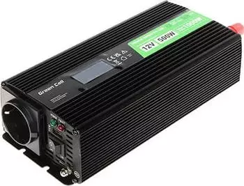 GreenCell PowerInverter LCD Wechselrichter 12V 500W/1000W Sinuswelle (INVGC12P500LCD)