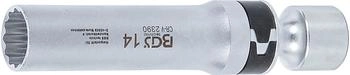 BGS Z&uuml;ndkerzen-Gelenkeinsatz Zw&ouml;lfkant mit Haltefeder 10 mm (3/8") 14 mm (2390)