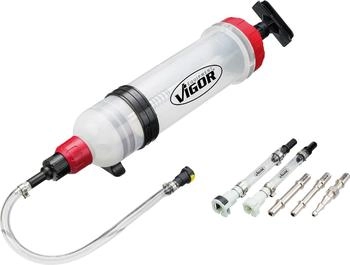 Vigor Blinky Vakuumpumpe mit f&uuml;nf Adaptern, 1,5 Liter, f&uuml;r Fahrzeugfl&uuml;ssigkeiten (V4201)