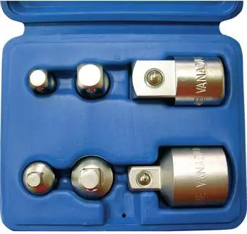 Kunzer Antriebs-Adapter Satz 6-teilig, Kugelverriegelung, verchromt (7AAS06)