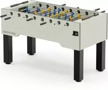 Sportime Tischkicker "Match" Blue Guardian vs. Yellow Dragon, weiß, Spielfeld grau
