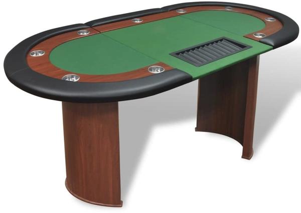 vidaXL Spieltisch Pokertisch für 10 Spieler mit Dealerbereich und Chipablage Grün