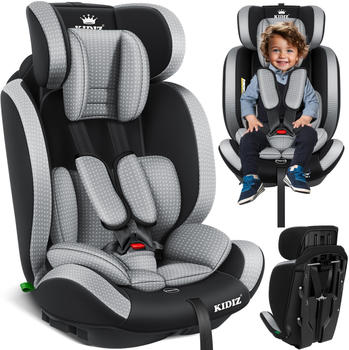 Kidiz Autokindersitz 9-36 kg, Gruppe 1+2+3 dreieck/grau