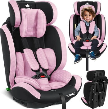 Kidiz Autokindersitz 9-36 kg, Gruppe 1+2+3 dreieck/rosa