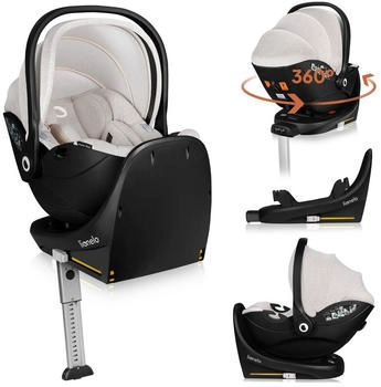 Lionelo Drehbarer Autokindersitz mit Basis MOXIE SET i-Size 40-87 cm Sandbeige