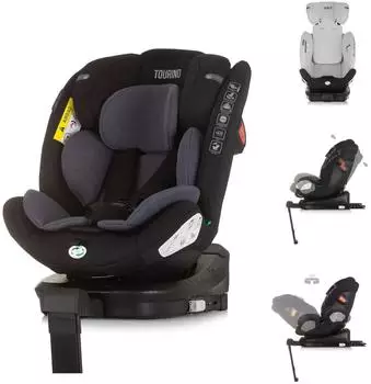 Chipolino Tourino i-Size Kindersitz (40-150cm) Isofix, drehbar, schwarz/grau