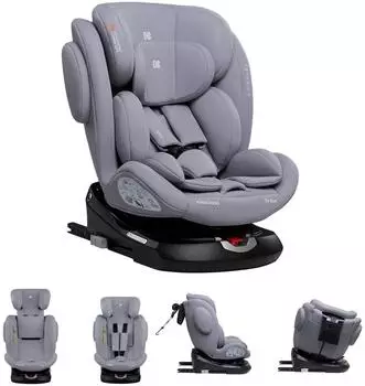 KIKKABOO i-Felix i-Size Kindersitz 40-150cm ISOFIX 360&deg; hellgrau (31002100037)