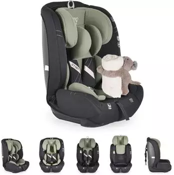 Moni i-Size Start Kindersitz (76-150cm) grün, Kuscheltier (110996)