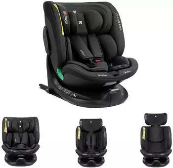 KIKKABOO i-Tour Kindersitz i-Size (40-150cm) Gruppe 0+/1/2/3, Isofix, drehbar, schwarz (31002100024)
