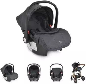 Moni Trio i-Size Babyschale 40-87cm mit Adapter, Fußabdeckung, schwarz (111347)