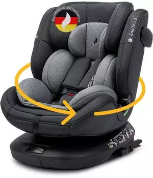 Osann Eno360 2 i-Size 360° drehbarer Reboarder mit Isofix, 40-150cm, dunkelgrau melange (ece108-362-279)