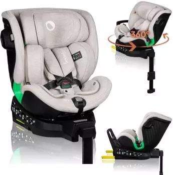 Lionelo Harmony i-Size Kindersitz 360&deg; drehbar, ISOFIX, 0-36kg (LO-HARMONY I-SIZE BEIGE SAND BAMBOO)