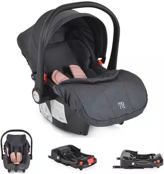 Moni Trio Set Babyschale mit Isofix-Basis Royal, i-Size (40-87cm), rosa (ASM0180ROS+ASM0101SCH)