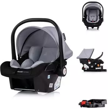 Chipolino Amore i-Size Babyschale Set mit Isofix-Basis Gruppe 0+ (0-13kg), hellgrau