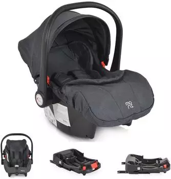 Moni Trio Set Babyschale i-Size (40-87cm) mit Isofixbasis, schwarz (ASM0180SCH+ASM0101SCH)