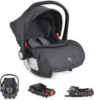 Moni Trio Set Babyschale i-Size (40-87cm) mit Isofix-Basis Royal, grau (ASM0180GRA+ASM0101SCH)