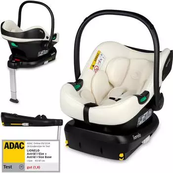 Lionelo Astrid i-Size SET Babyschale mit Basis, ISOFIX, 40-87cm, beige cream (LO-ASTRID I-SIZE SET BEIGE CREAM)