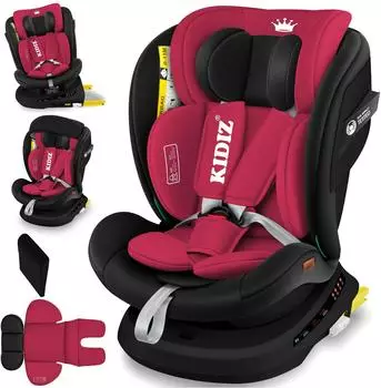 Kidiz Kindersitz Isofix i-Size R129, Gruppe 0/1/2/3, 100-150cm, bordeaux