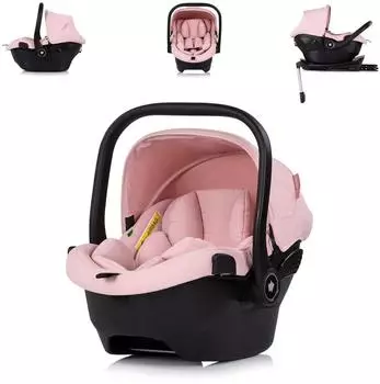 Chipolino Pearl i-Size Babyschale mit Isofix-Basis & Adapter, rosa (40-85cm) (ASC0191ROS+ASC0104SCH)