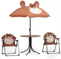 vidaXL 3-tlg. Garten-Bistro-Set f&uuml;r Kinder mit Sonnenschirm Braun