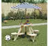 vidaXL Picknicktisch Rund für 4 Kinder mit Sonnenschirm, Tannenholz (3281622)