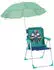 Relaxdays Kinder Klappstuhl mit Sonnenschirm, Polizei, blau/türkis/weiß